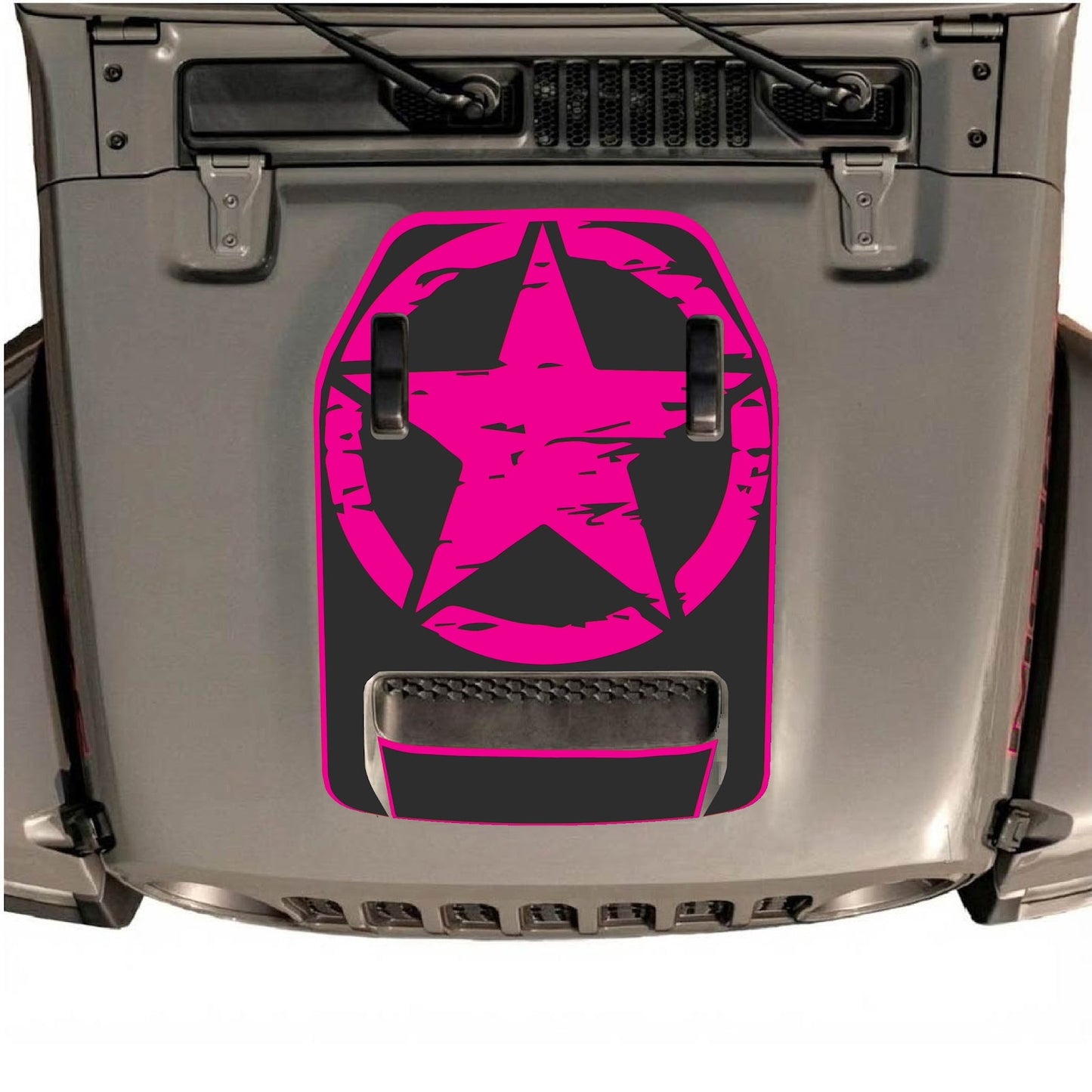 CarCode hood decal for Jeep Wrangler JL/JLU Rubicon 392 and Gladiator Mojave 2020-2026, style #35, shown on vehicle hood