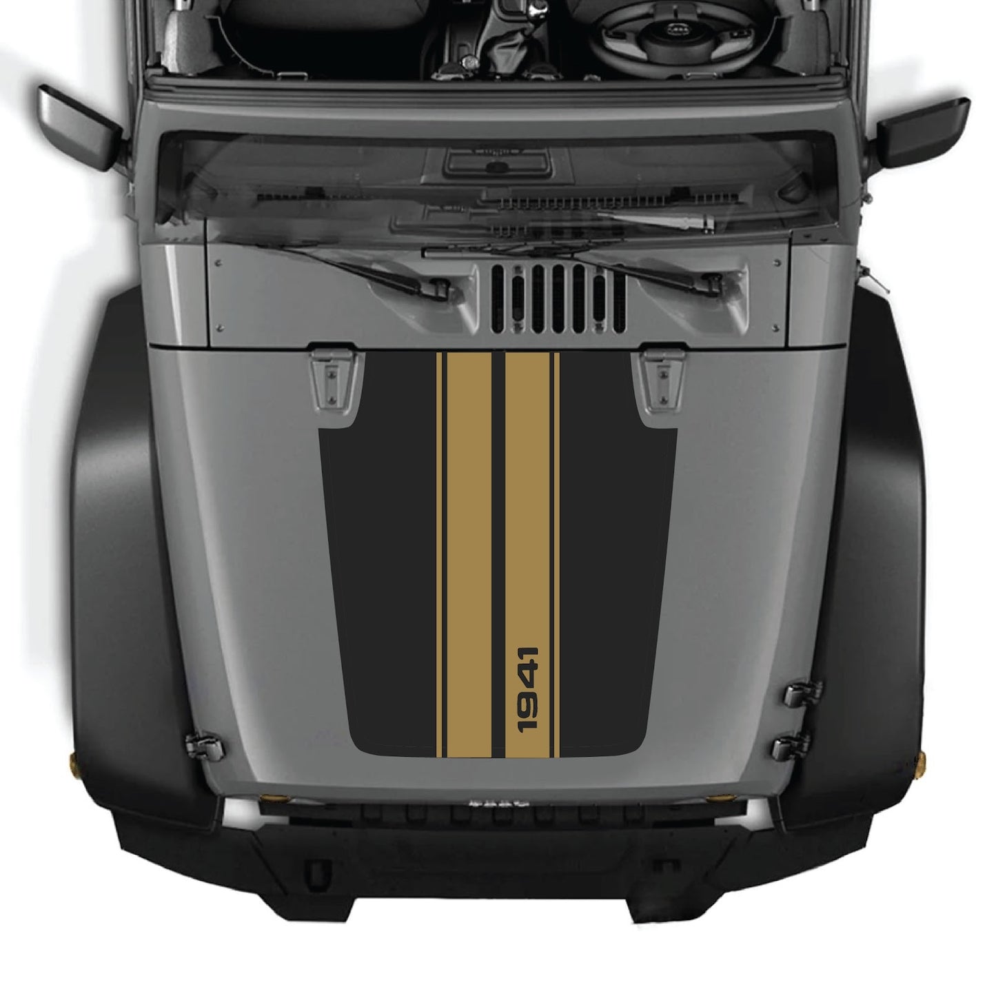 CarCode hood decal for Jeep Wrangler JK/JKU 2007-2018, style #01, black graphic design on vehicle hood