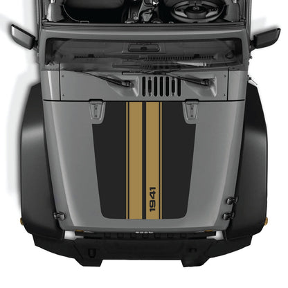 CarCode hood decal for Jeep Wrangler JK/JKU 2007-2018, style #01, black graphic design on vehicle hood