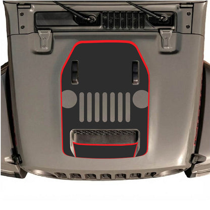 Jeep Wrangler JL/JLU Rubicon 392 or JT Gladiator Mojave hood decal by CarCode, style #69, showing the graphic design on the vehicle hood.
