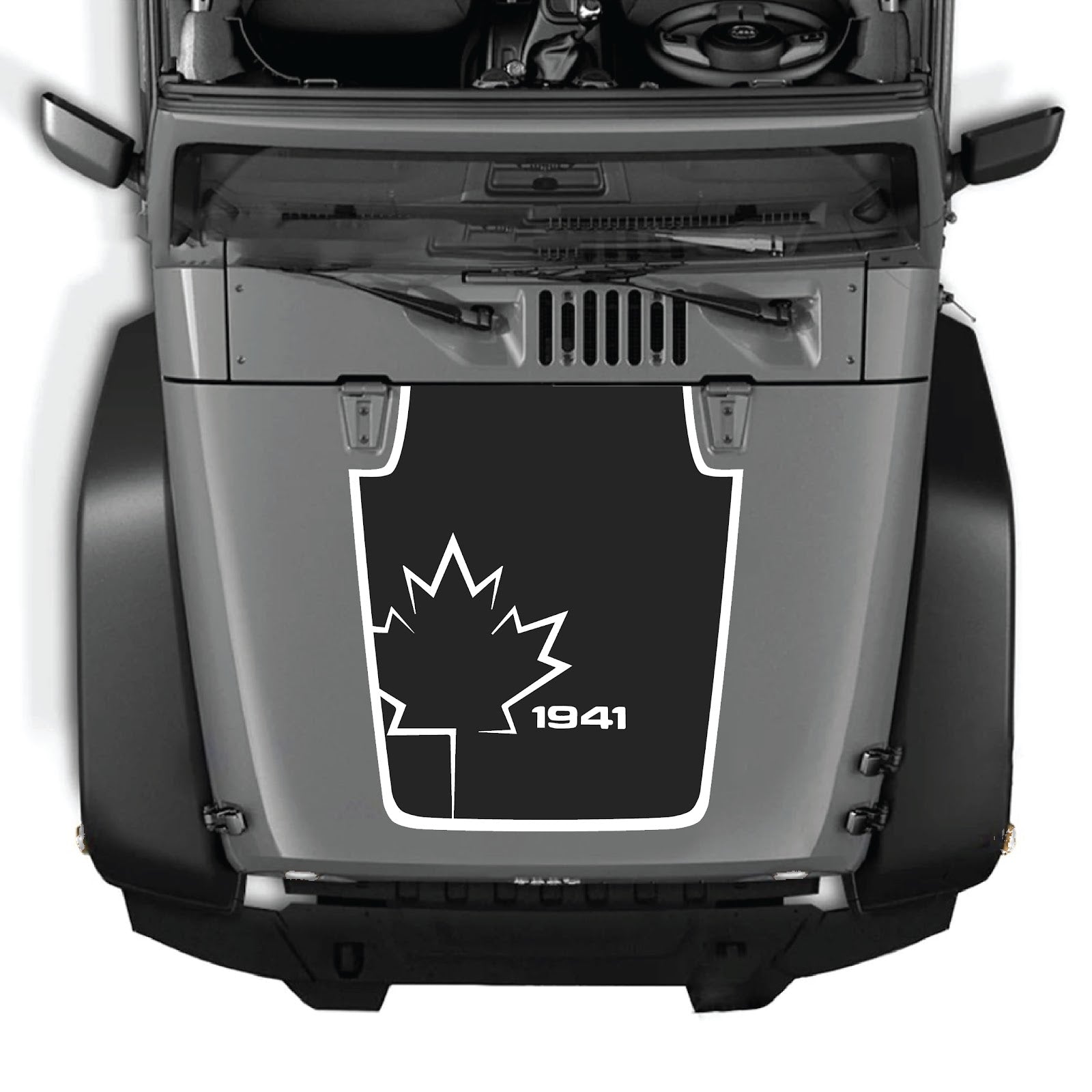 CarCode hood decal for Jeep Wrangler JK/JKU 2007-2018, style #18, featuring a stylish design on the vehicle's hood.