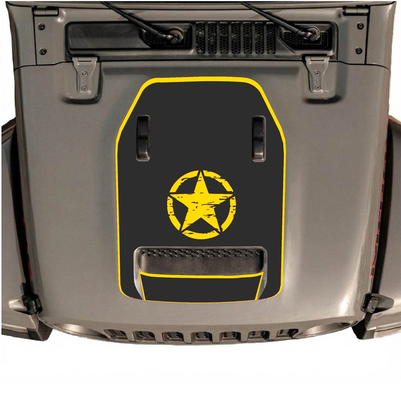 CarCode hood decal for Jeep Wrangler JL/JLU Rubicon 392 and JT Gladiator Mojave 2020-2026, stylish vehicle decal design.