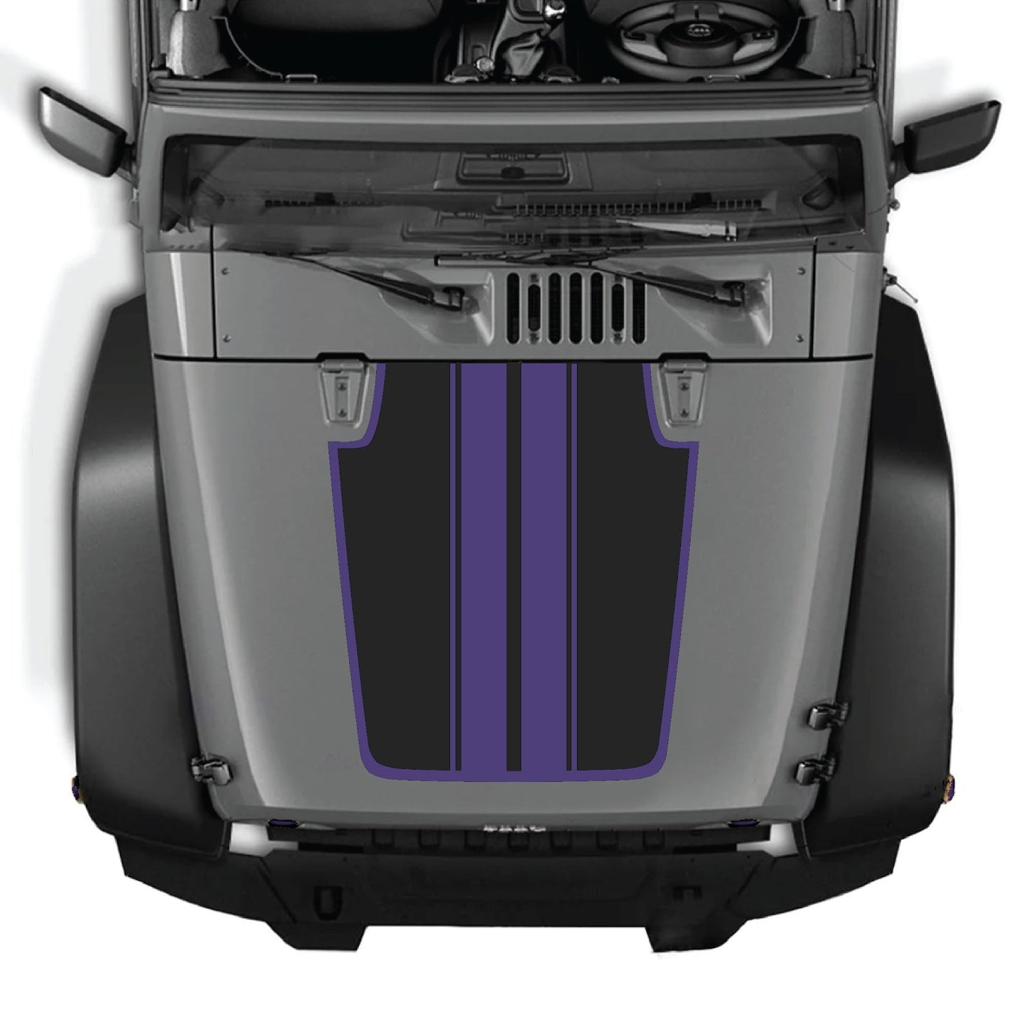 CarCode hood decal for Jeep Wrangler JK/JKU 2007-2018, style #44, black graphic design on hood