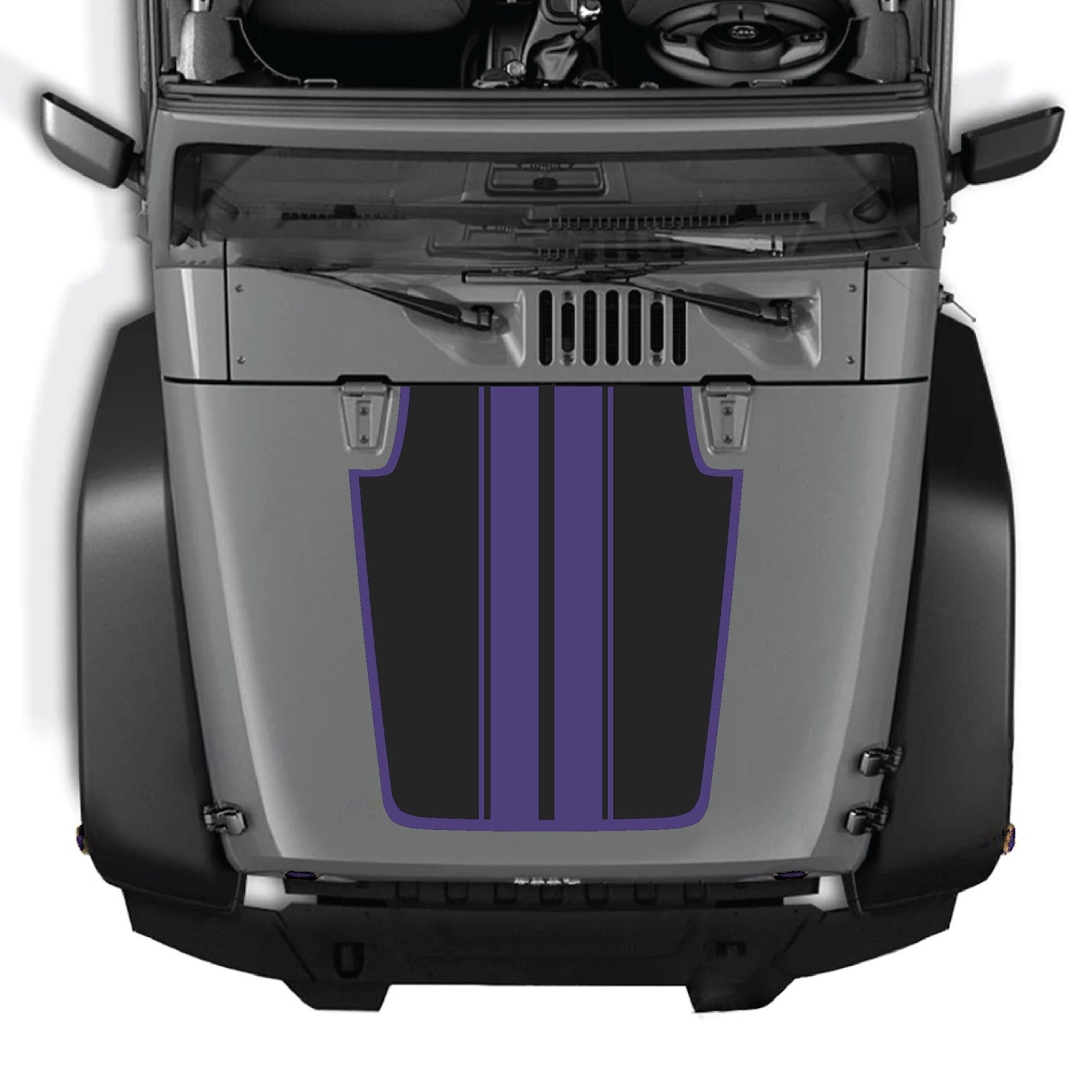CarCode hood decal for Jeep Wrangler JK/JKU 2007-2018, style #44, black graphic design on hood