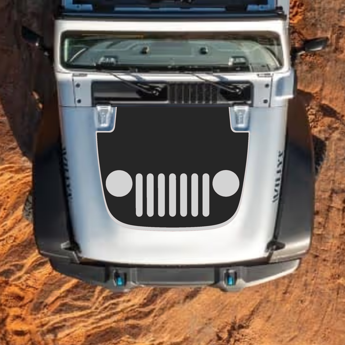 CarCode hood decal for Jeep Wrangler JL and Gladiator JT, stylish #37 design on standard hood for 2018+ models.