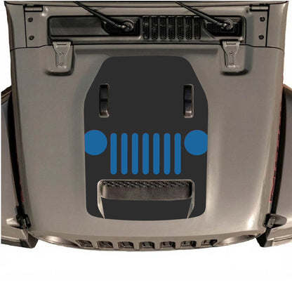 CarCode hood decal for Jeep Wrangler JL/JLU Rubicon 392 and Gladiator Mojave, style #04, in black with bold design details.