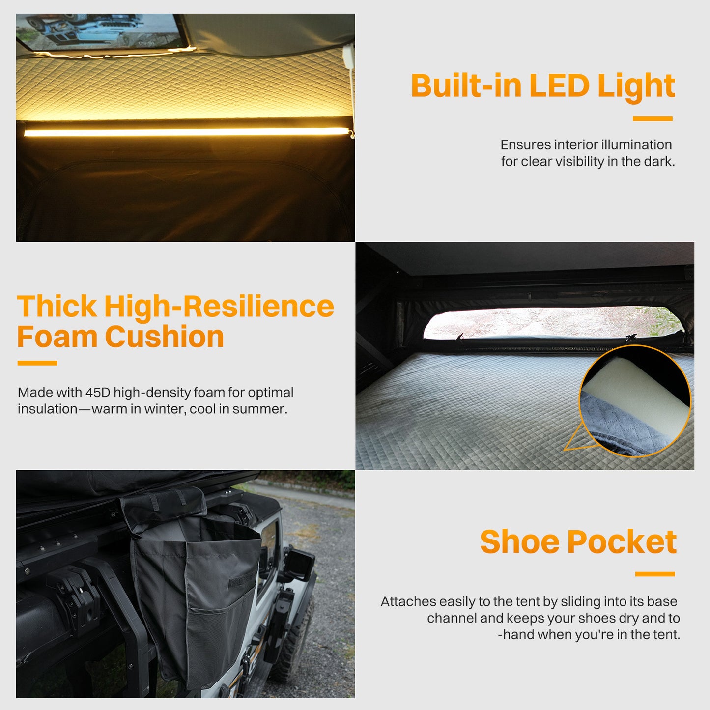 Roof Top Tent Aluminum Hardshell Rooftop Tent For Van SUV Truck Car Overland Tent Camping For 2-3 Person With Ladder