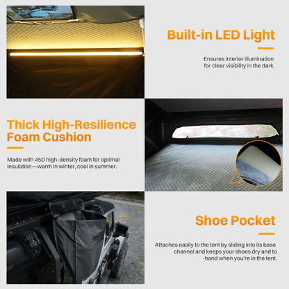 Roof Top Tent Aluminum Hardshell Rooftop Tent For Van SUV Truck Car Overland Tent Camping For 2-3 Person With Ladder