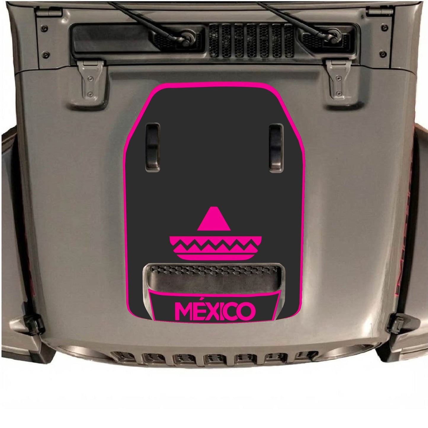 CarCode hood decal for Jeep Wrangler JL/JLU Rubicon 392 and JT Gladiator Mojave 2020-2026, style #15, shown on vehicle hood.