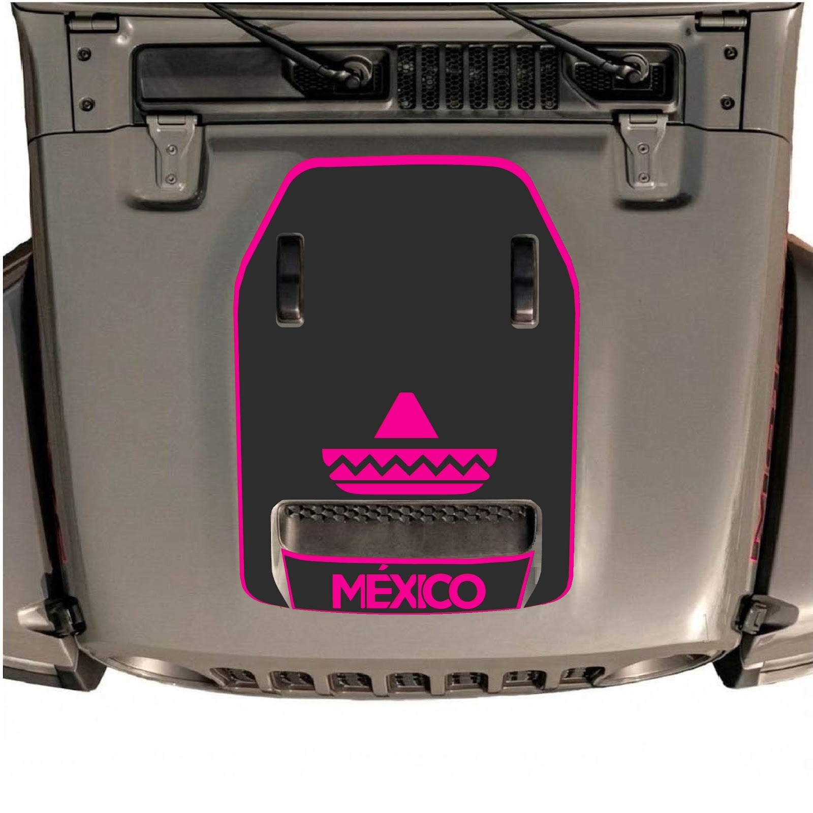 CarCode hood decal for Jeep Wrangler JL/JLU Rubicon 392 and JT Gladiator Mojave 2020-2026, style #15, shown on vehicle hood.