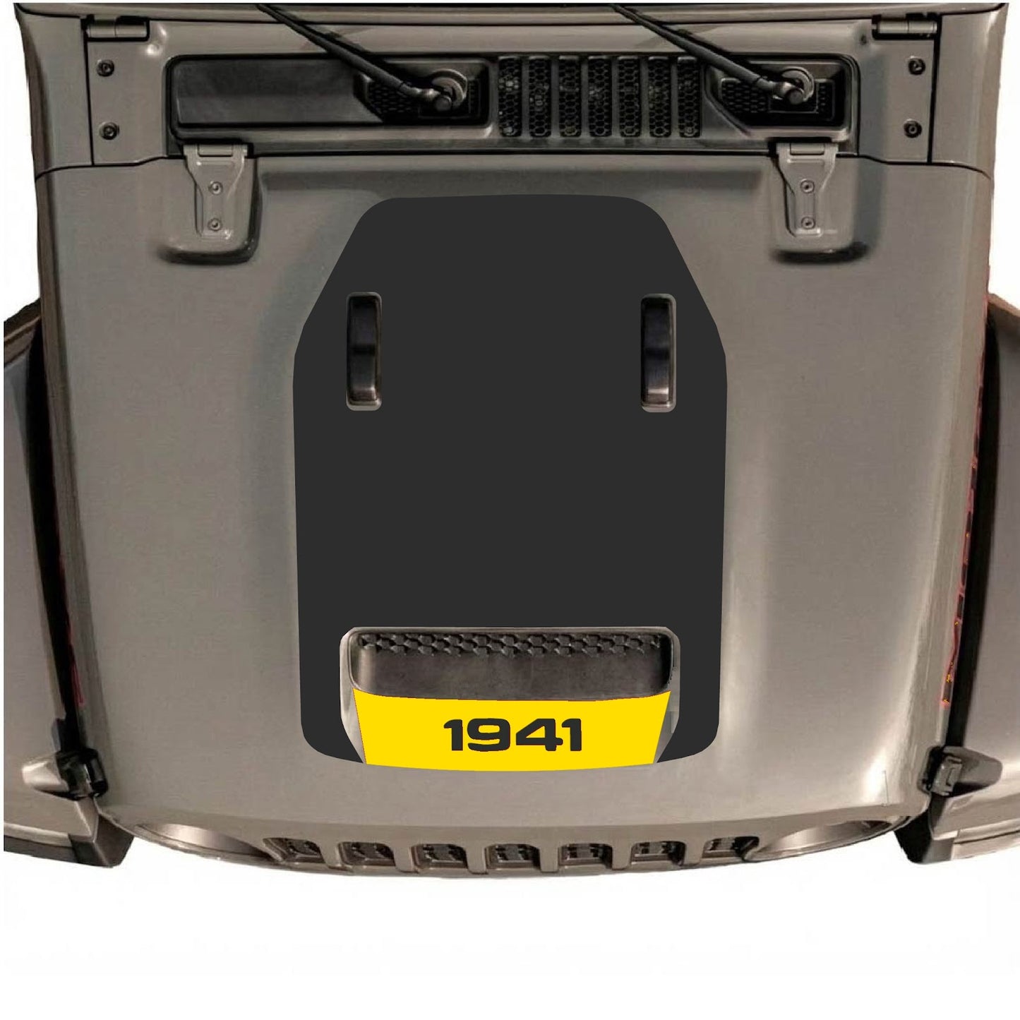 CarCode hood decal for Jeep Wrangler JL/JLU Rubicon 392 and JT Gladiator Mojave, stylish decal design on vehicle hood.