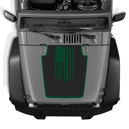 CarCode Jeep Wrangler JK/JKU hood decal in Style #05, black graphic design for 2007-2018 Jeep Wrangler models.