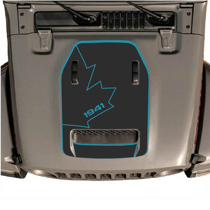 CarCode hood decal for Jeep Wrangler JL/JLU Rubicon 392 and Gladiator Mojave 2020-2026, style #25, shown on vehicle hood.
