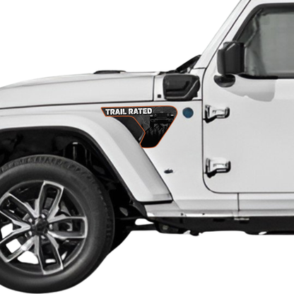 CARCODE Fender Insert Decal/Sticker - Trail Rated Graphic Kit - For Jeep Wrangler/Gladiator JL/JLU/JT 2018+ - Premium Vinyl