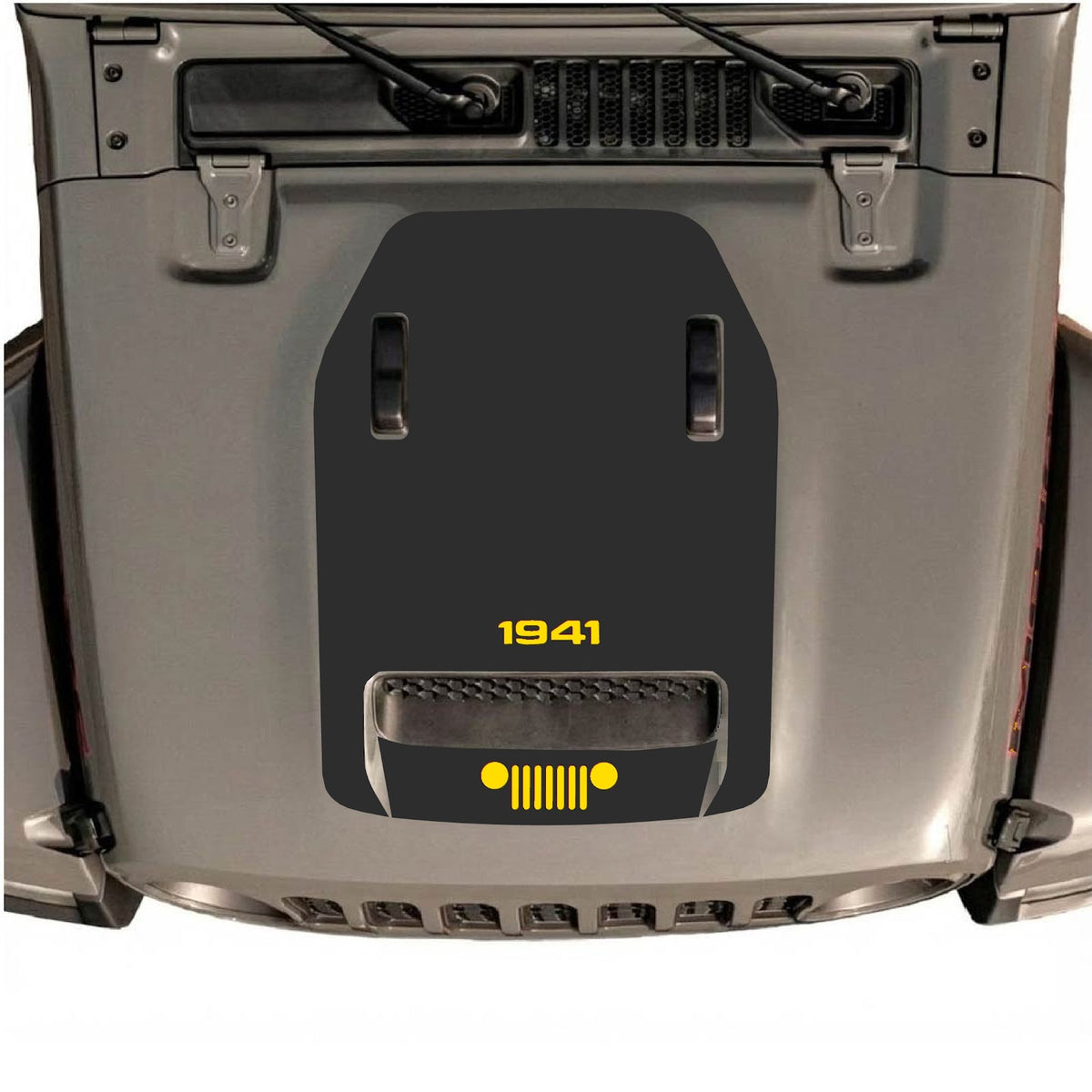 CarCode hood decal for Jeep Wrangler JL/JLU Rubicon 392 and JT Gladiator Mojave 2020-2026, style #60, shown on vehicle hood.