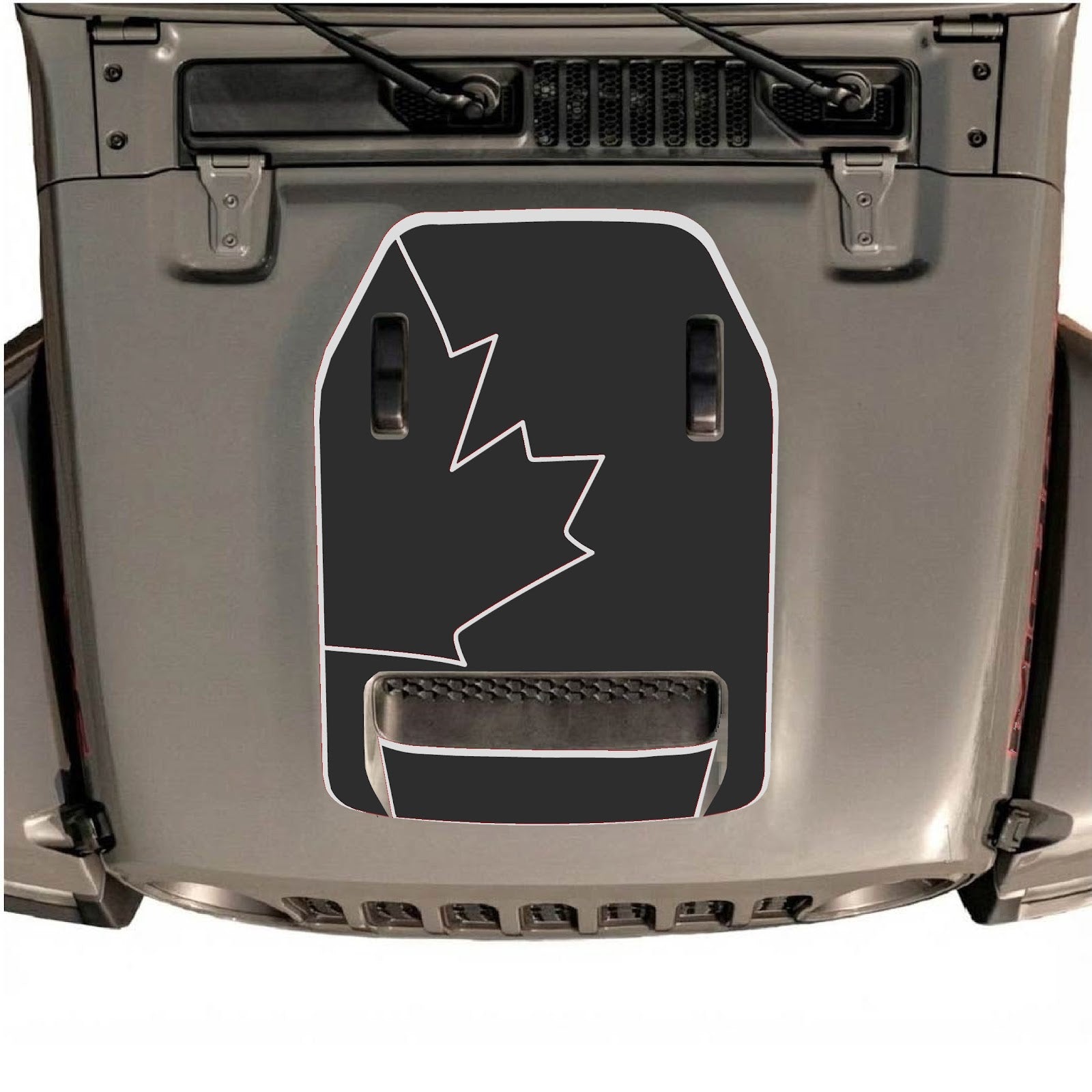CarCode Jeep Wrangler JL/JLU Rubicon 392 and Gladiator Mojave hood decal, style #27, featuring bold graphic design on vehicle hood.