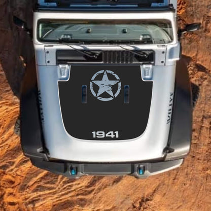 Jeep Wrangler JL JLU Gladiator JT hood decal by CarCode, stylish #87 design on standard hood for 2018+ models.