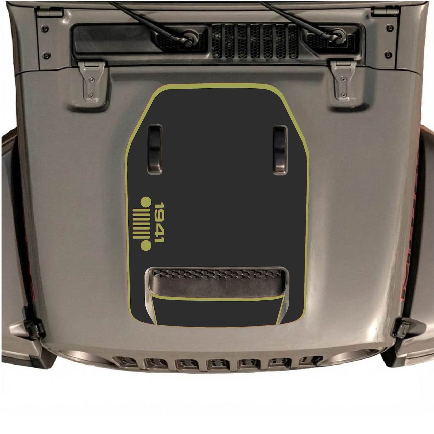 CarCode hood decal for Jeep Wrangler JL/JLU Rubicon 392 and Gladiator Mojave, style #51, featuring bold graphic design on the hood