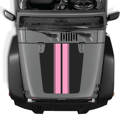 Jeep Wrangler JK/JKU hood decal by CarCode, style #43, in black with bold graphic design on silver background.