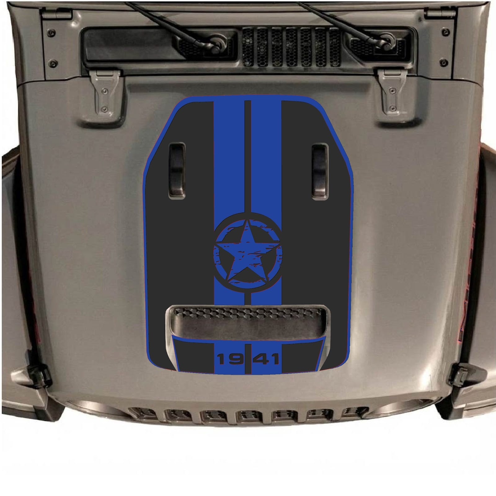 CarCode hood decal for Jeep Wrangler JL/JLU Rubicon 392 and JT Gladiator Mojave 2020-2026, style #05, shown on vehicle hood.