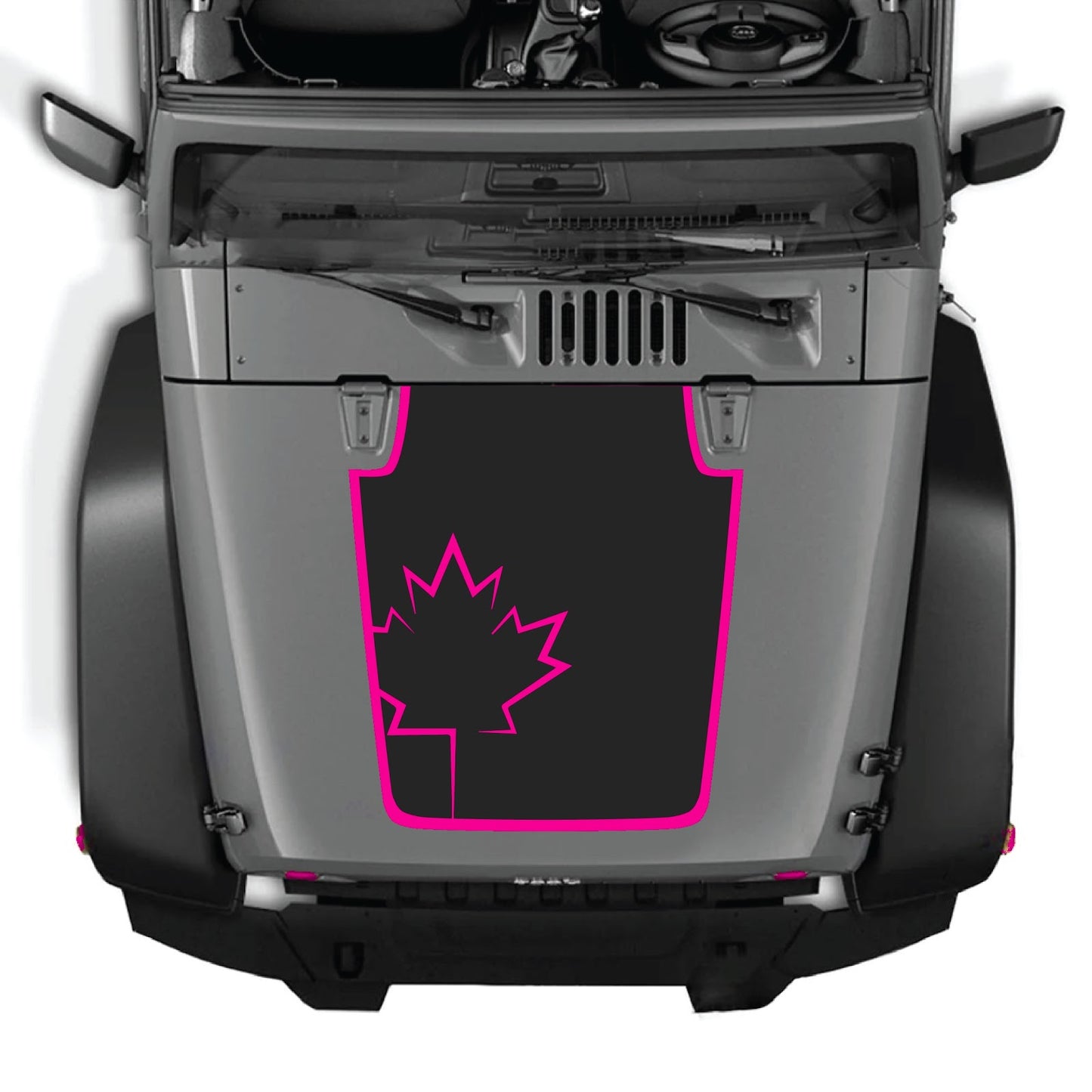 CarCode Jeep Wrangler JK/JKU hood decal Style #17, black and white graphic decal for 2007-2018 Jeep Wrangler hood.