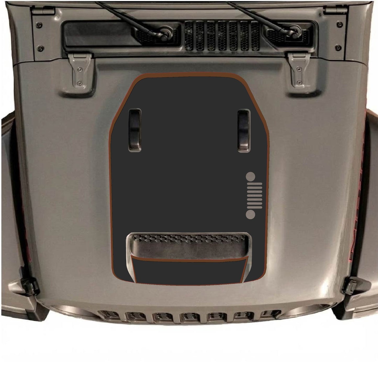 CarCode hood decal for Jeep Wrangler JL/JLU Rubicon 392 and JT Gladiator Mojave, style #97, shown on vehicle hood.