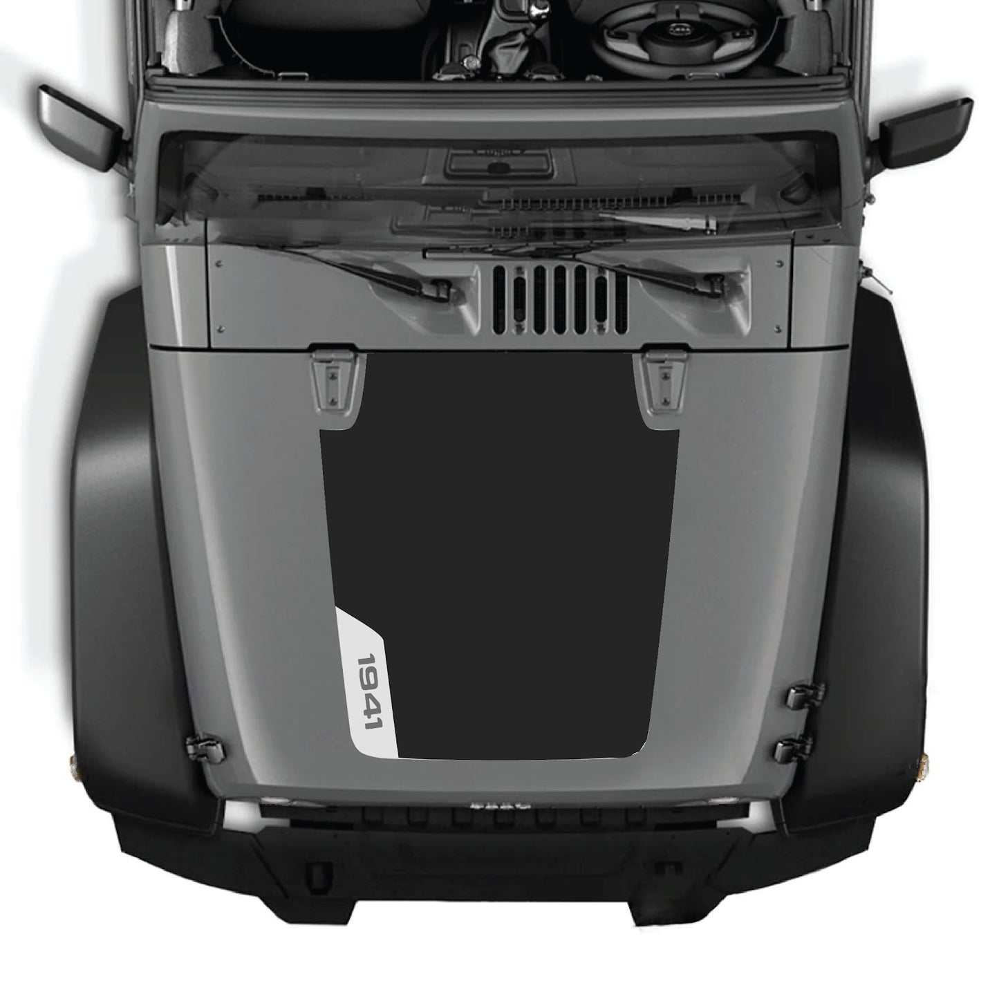 CarCode hood decal for Jeep Wrangler JK/JKU 2007-2018, style #85, applied to the vehicle's hood with a sleek design.
