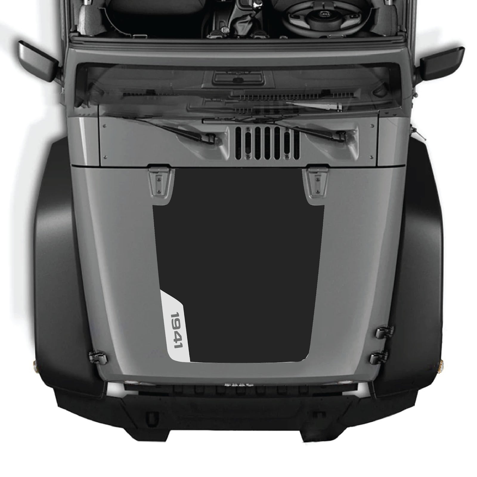 CarCode hood decal for Jeep Wrangler JK/JKU 2007-2018, style #85, applied to the vehicle's hood with a sleek design.