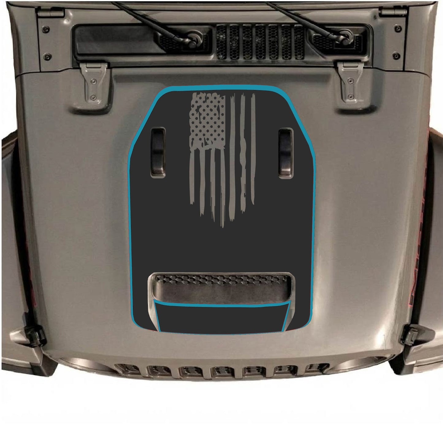 CarCode hood decal for Jeep Wrangler JL/JLU Rubicon 392 and JT Gladiator Mojave 2020-2026, style #84, shown on vehicle hood.