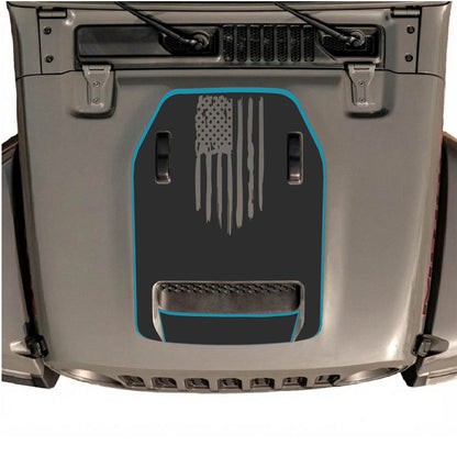 CarCode hood decal for Jeep Wrangler JL/JLU Rubicon 392 and JT Gladiator Mojave 2020-2026, style #84, shown on vehicle hood.