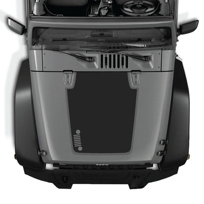 CarCode Jeep Wrangler JK/JKU hood decal, style #81, black and gray graphic design on the vehicle's hood for a custom look.
