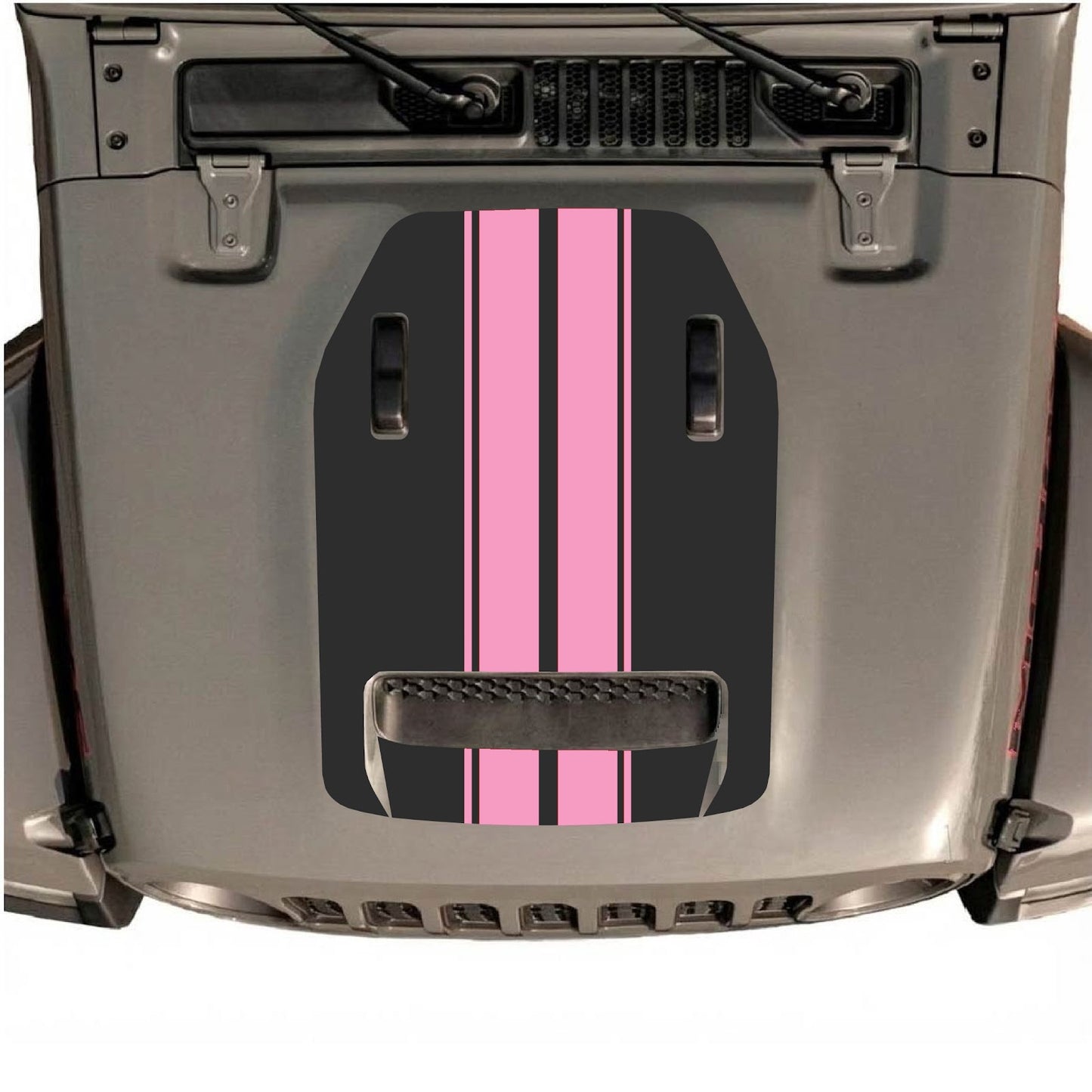 CarCode Jeep Wrangler JL/JLU Rubicon 392 and Gladiator Mojave hood decal in Style #12, black graphic design on vehicle hood