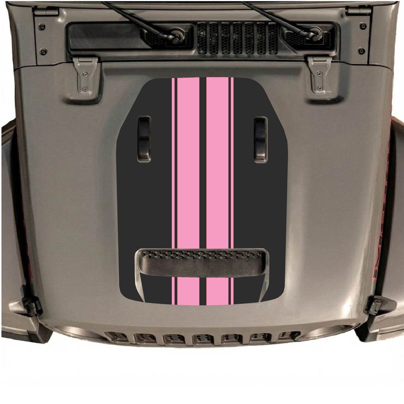 CarCode Jeep Wrangler JL/JLU Rubicon 392 and Gladiator Mojave hood decal in Style #12, black graphic design on vehicle hood