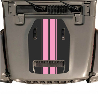 CarCode Jeep Wrangler JL/JLU Rubicon 392 and Gladiator Mojave hood decal in Style #12, black graphic design on vehicle hood