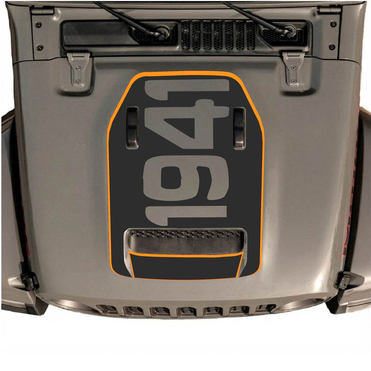 CarCode hood decal for Jeep Wrangler JL/JLU Rubicon 392 and JT Gladiator Mojave 2020-2026, style #68, shown on vehicle hood.