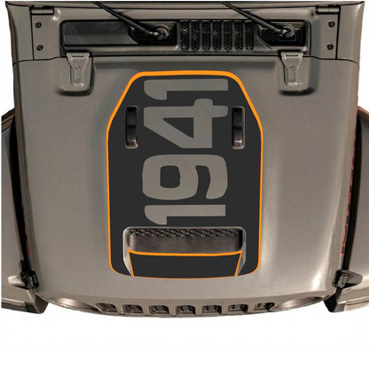 CarCode hood decal for Jeep Wrangler JL/JLU Rubicon 392 and JT Gladiator Mojave 2020-2026, style #68, shown on vehicle hood.