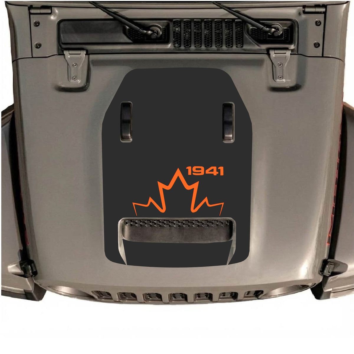 CarCode hood decal for Jeep Wrangler JL/JLU Rubicon 392 and JT Gladiator Mojave 2020-2026, style #18, shown on vehicle hood.