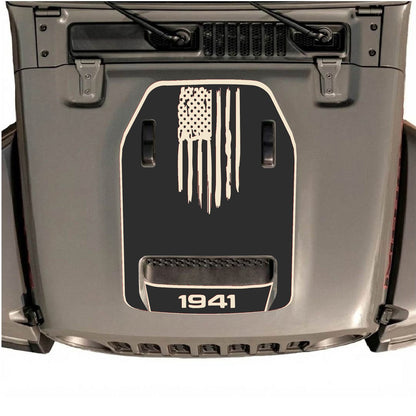 CarCode hood decal for Jeep Wrangler JL/JLU Rubicon 392 and JT Gladiator Mojave 2020-2026, style #29, displayed on vehicle hood.
