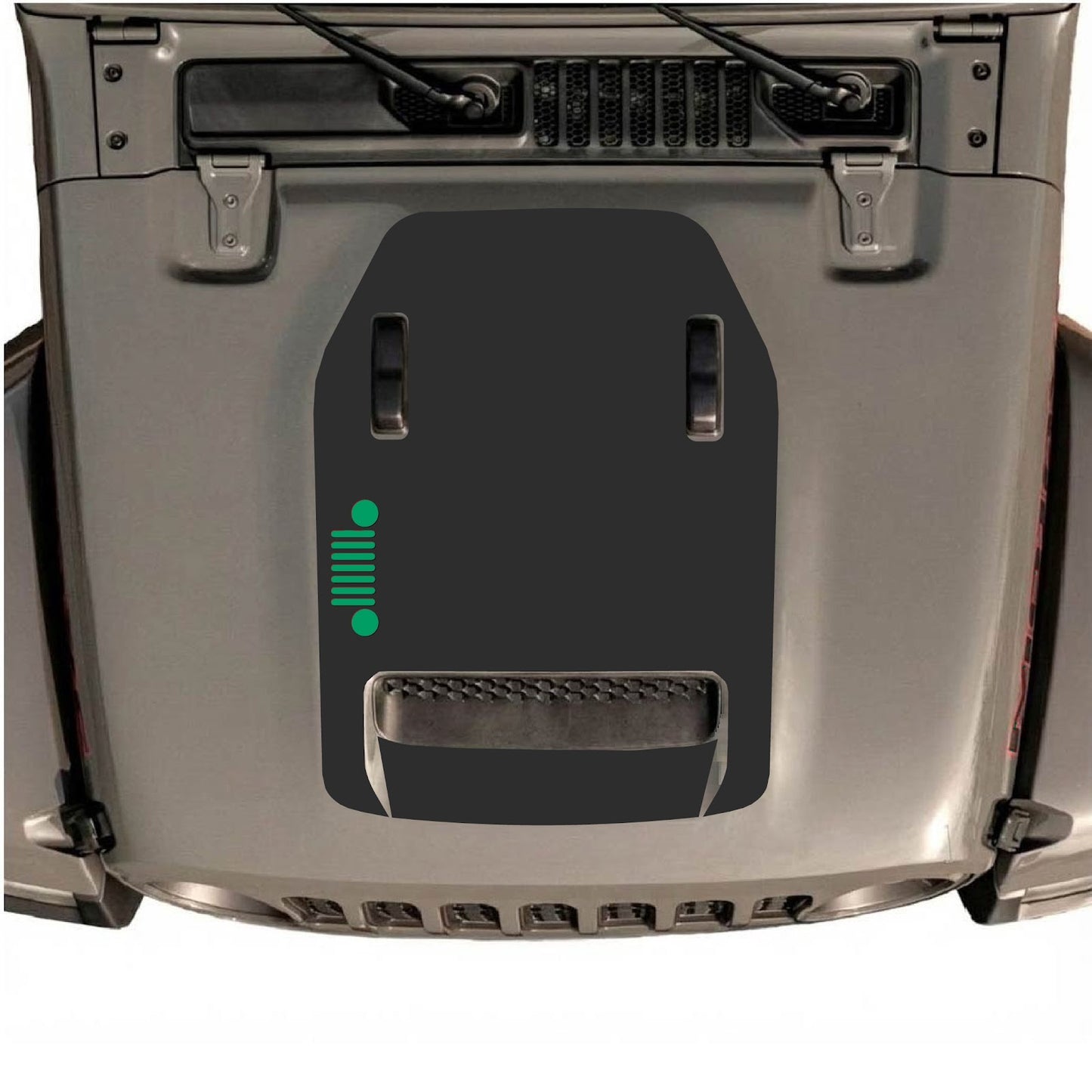 CarCode hood decal for Jeep Wrangler JL/JLU Rubicon 392 and JT Gladiator Mojave 2020-2026, style #54, shown on vehicle hood.