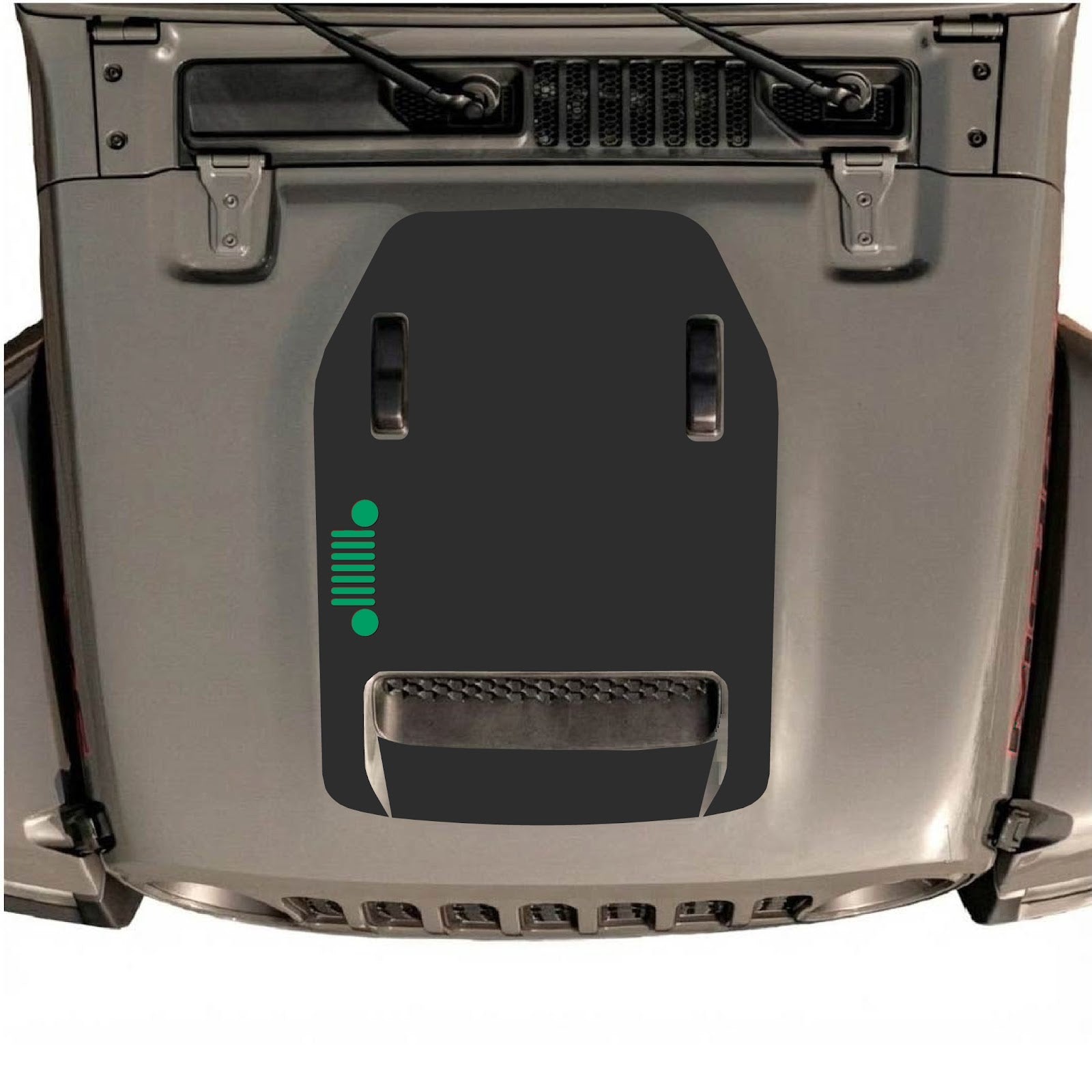 CarCode hood decal for Jeep Wrangler JL/JLU Rubicon 392 and JT Gladiator Mojave 2020-2026, style #54, shown on vehicle hood.