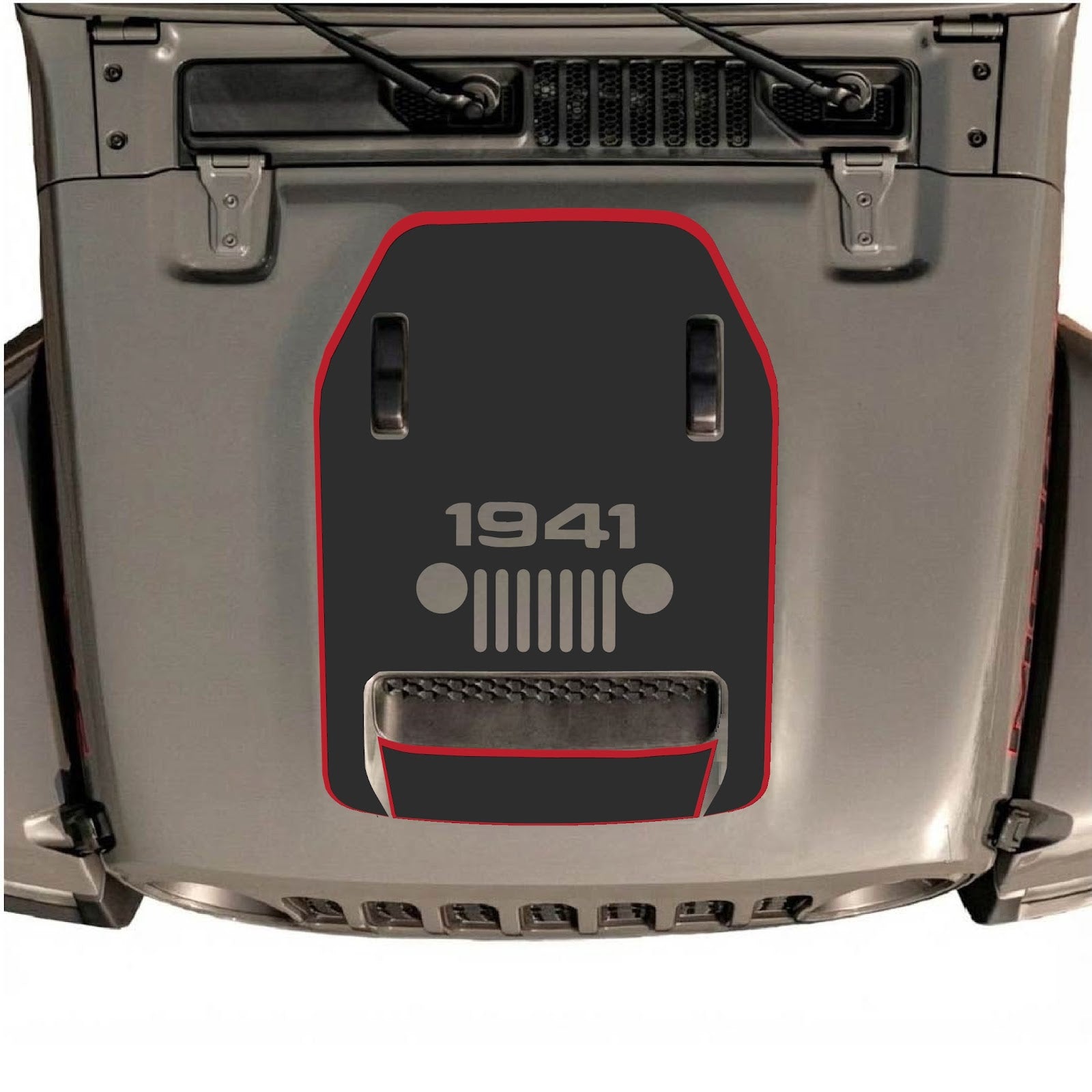 Jeep Wrangler JL JLU Rubicon 392 or Gladiator Mojave hood decal by CarCode, style #92, featuring bold graphic design on vehicle hood.