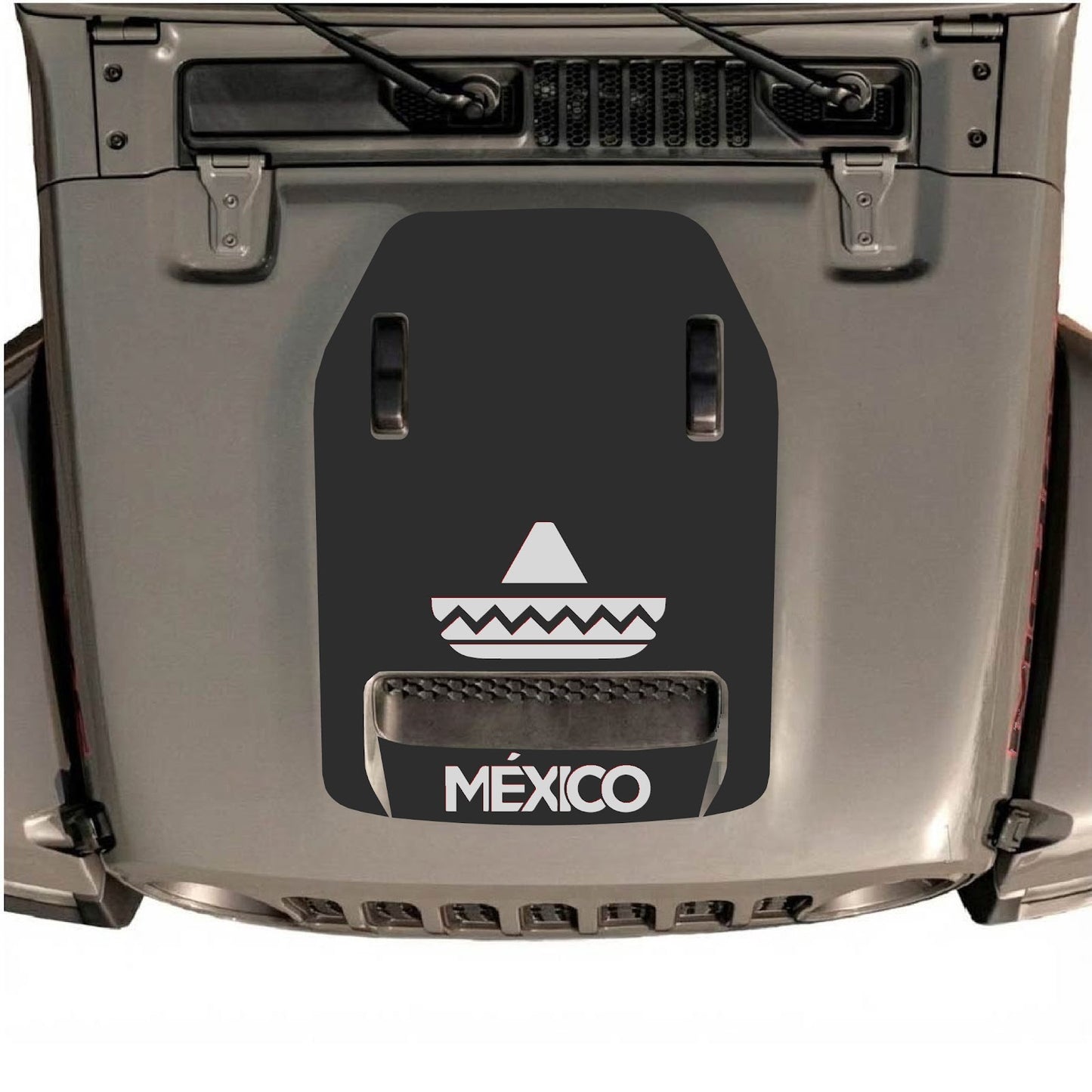 CarCode hood decal for Jeep Wrangler JL/JLU Rubicon 392 and JT Gladiator Mojave 2020-2026, style #16, shown on vehicle hood.