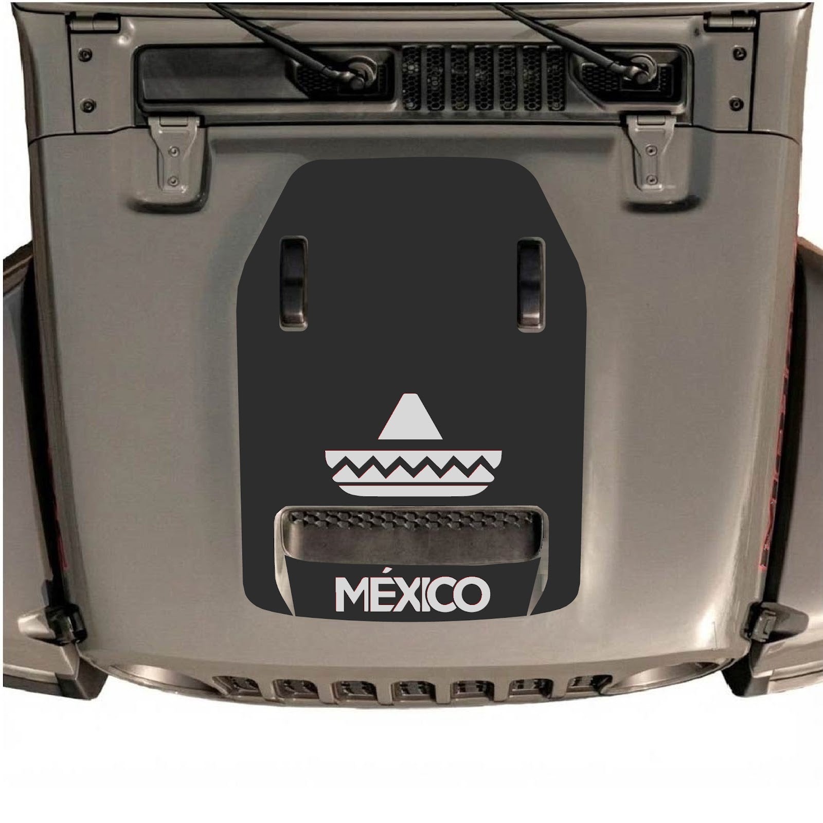 CarCode hood decal for Jeep Wrangler JL/JLU Rubicon 392 and JT Gladiator Mojave 2020-2026, style #16, shown on vehicle hood.