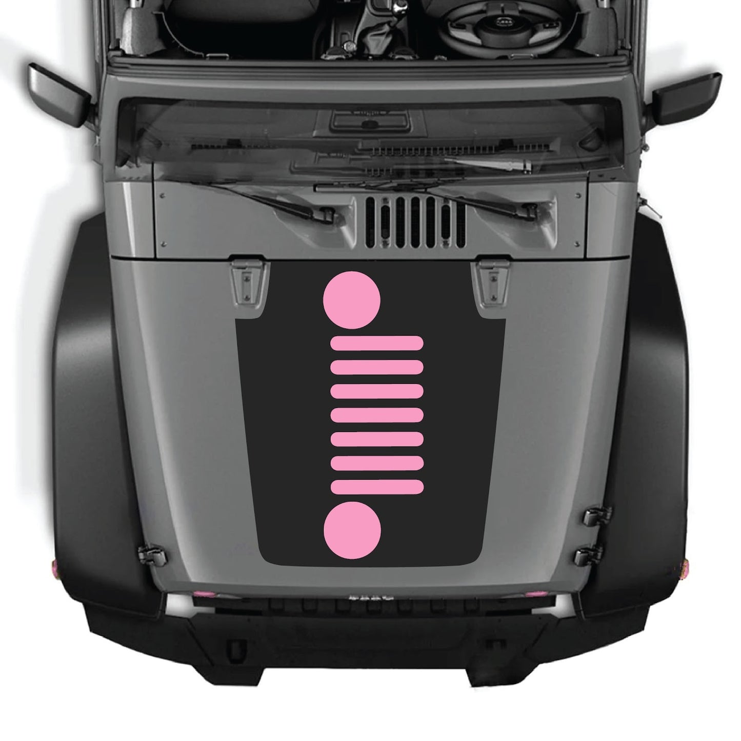 CarCode hood decal for Jeep Wrangler JK/JKU 2007-2018, Style #51, black and white graphic design on vehicle hood