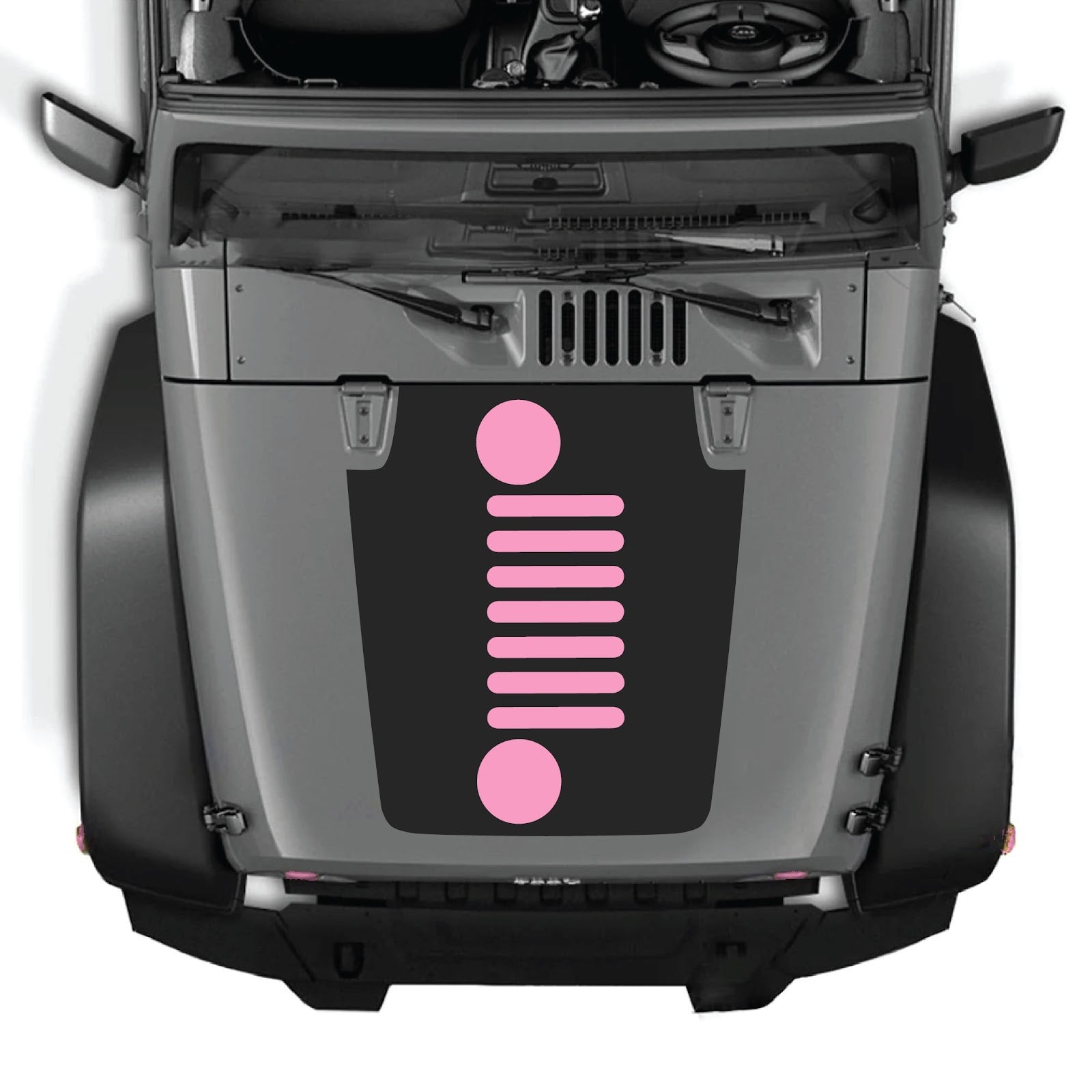 CarCode hood decal for Jeep Wrangler JK/JKU 2007-2018, Style #51, black and white graphic design on vehicle hood