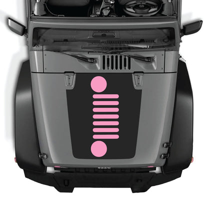 CarCode hood decal for Jeep Wrangler JK/JKU 2007-2018, Style #51, black and white graphic design on vehicle hood