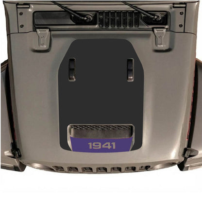CarCode Jeep Wrangler JL/JLU Rubicon 392 and JT Gladiator Mojave hood decal in style #101, shown on vehicle hood