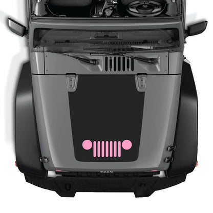 Jeep Wrangler JK/JKU 2007-2018 hood decal by CarCode, style #28, shown on vehicle hood with bold black design