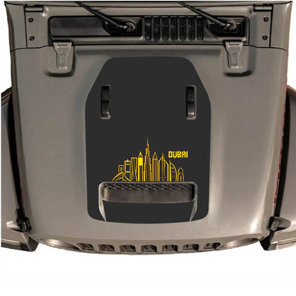 CarCode Jeep Wrangler JL/JLU Rubicon 392 et JT Gladiator Mojave autocollant de capot style #14, design graphique noir sur le capot du véhicule