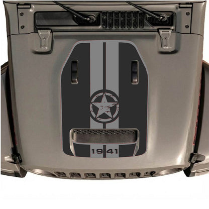 CarCode hood decal for Jeep Wrangler JL/JLU Rubicon 392 and JT Gladiator Mojave 2020-2026, style #05, shown on vehicle hood.